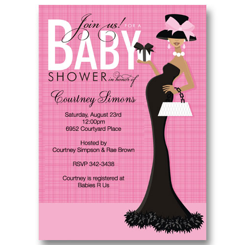Posh Pink African American Baby Shower Invitations